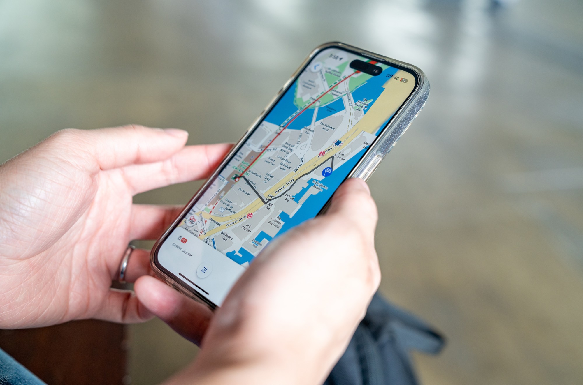 Mobile phone screen showing OneMap